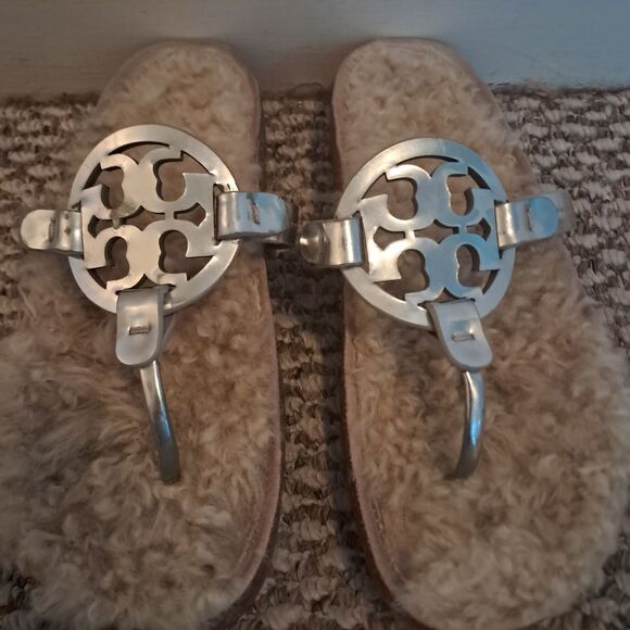 Tory Burch Sandals Women's 8.5 Miller Cloud Shearling Cozy Soft Comfy Designer - Picture 3 of 7